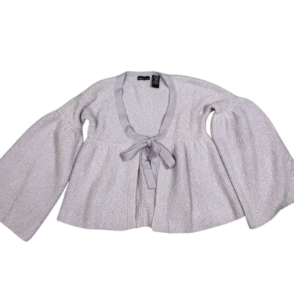 Moda International Womens Size S Light Purple Tie Front Cardigan